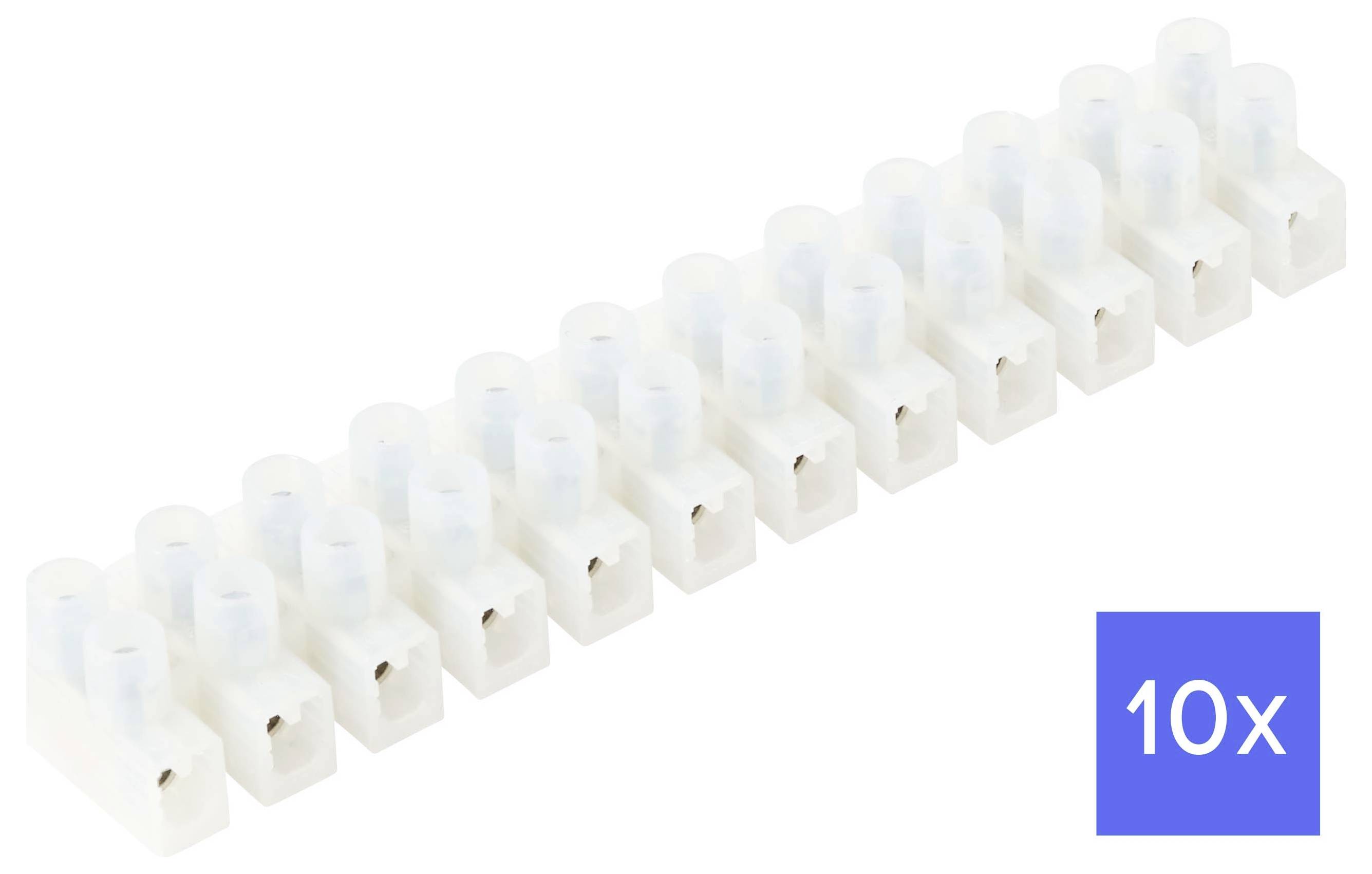 TRU COMPONENTS TC-15094008 svietidlovej svorky Pre kábel s rozmerom: 0.75-2.5 mm² Tuhosť (priečny rez): 0.75-2.5 mm² Pólov: 12 10 ks biela