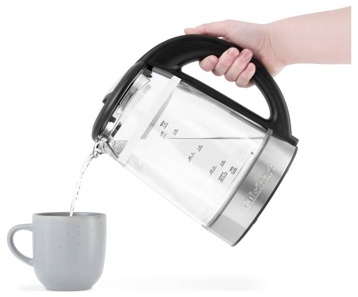 Cuisinart GK19E rýchlovarná kanvica, Cool touch puzdro, teplota varu, číre sklo, GK19E-1