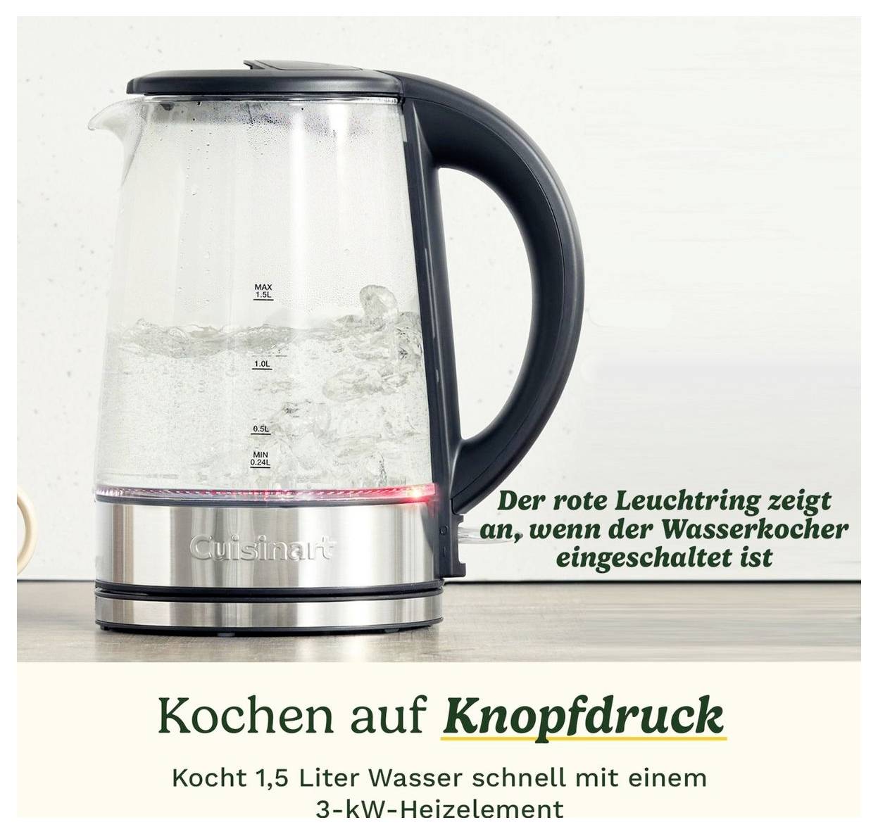 Cuisinart GK15E rýchlovarná kanvica, číre sklo, GK15E-2