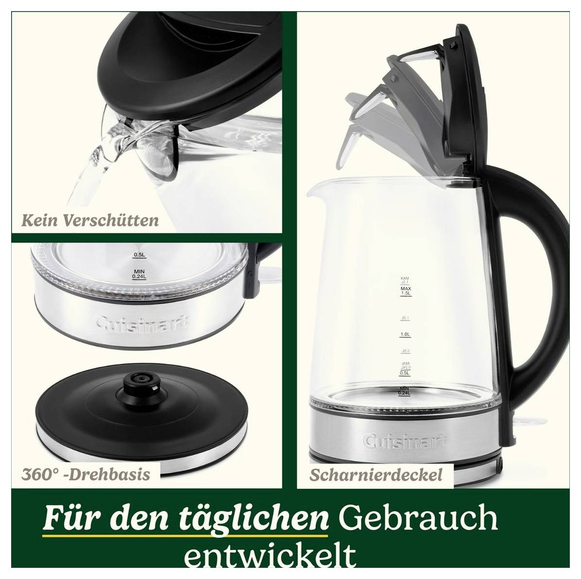 Cuisinart GK15E rýchlovarná kanvica, číre sklo, GK15E-5