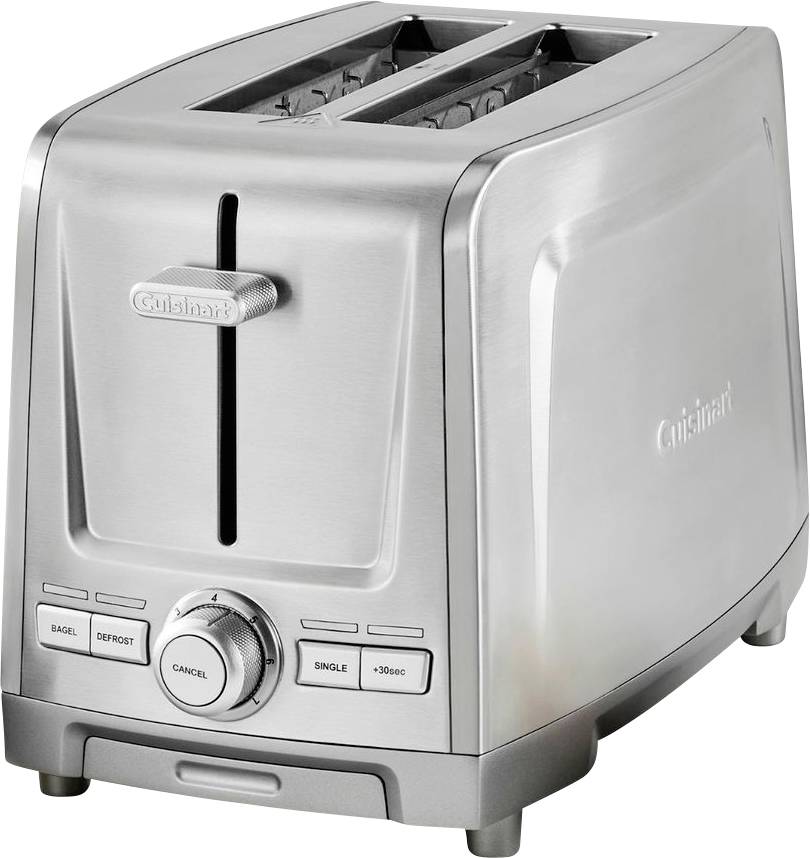 Nerezavý Cuisinart dvojrezňový toaster s ovládačmi na bagetky, rozmrazovanie, zrušenie, jednotlivý režim a +30 sekúnd