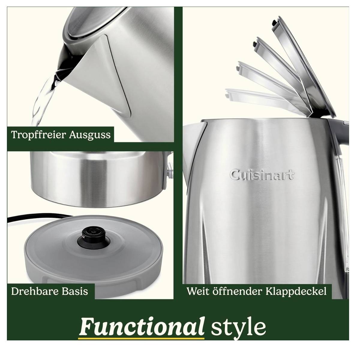 Cuisinart JK1600E rýchlovarná kanvica, nerezová oceľ, JK1600E-5