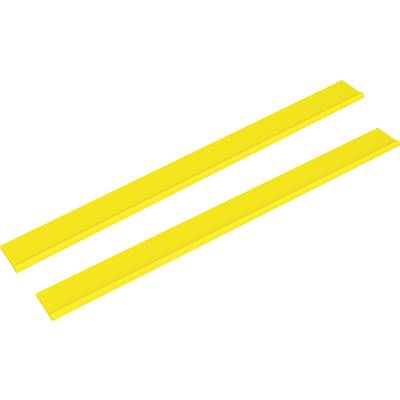 Dva žlté obdĺžnikové pásy zobrazené diagonálne na bielom pozadí.