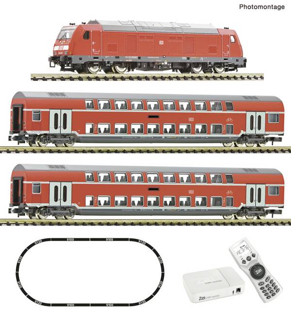 Fleischmann 5170006 N Z21 START newGen Digitálna sada: Dieselová lokomotíva BR 245 s osobným vlakom DB AG