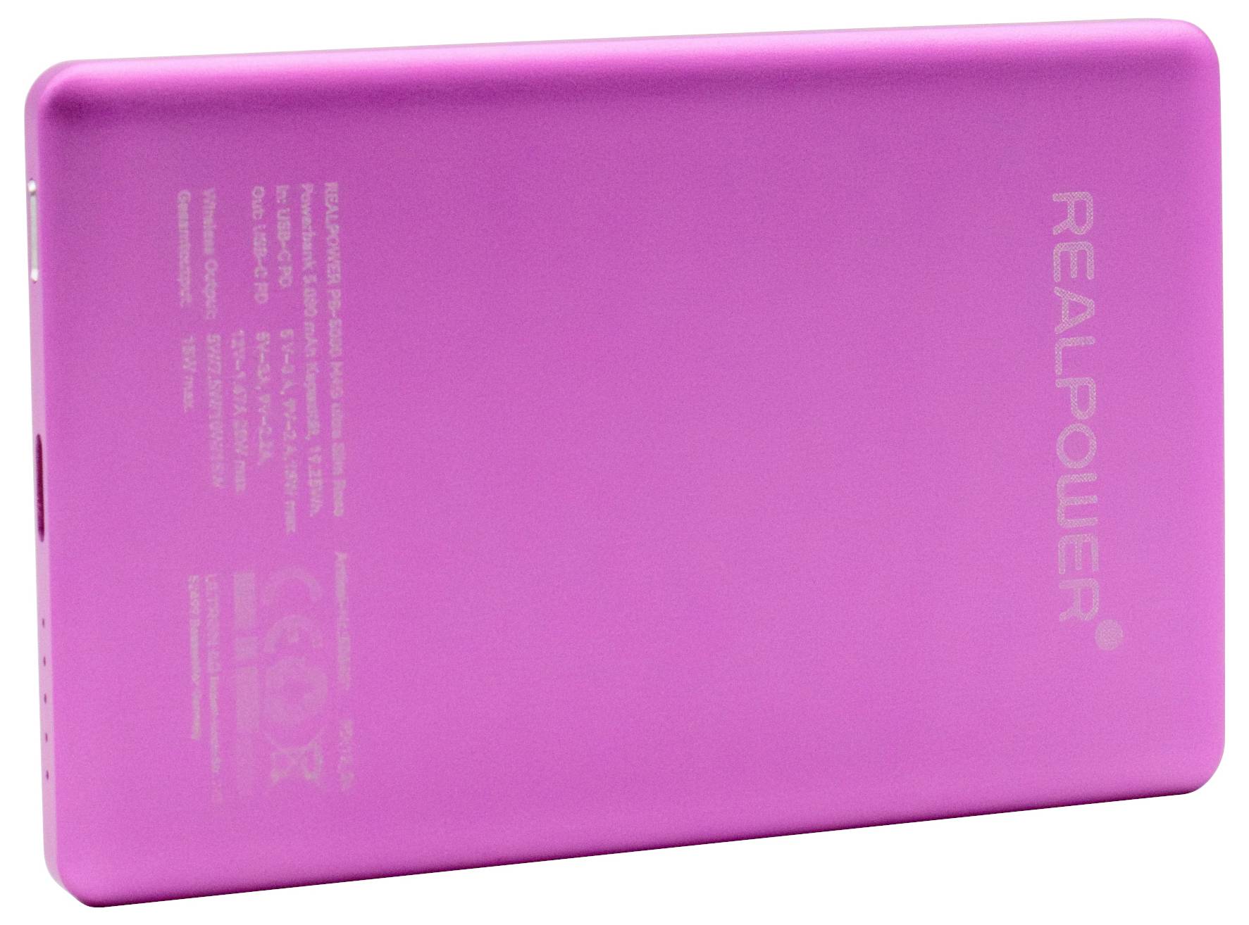 RealPower powerbanka 5.000 mAh, Dodávka energie, Bezdrôtové nabíjanie Qi, MagSafe, USB-C® (s napájaním), ružová-1