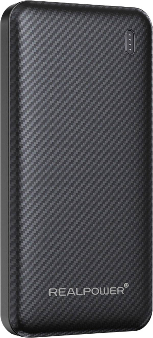 RealPower  powerbanka 10000 mAh, Rýchle nabíjanie, SuperCharge, Dodávka energie, USB-A, USB-C®, čierna