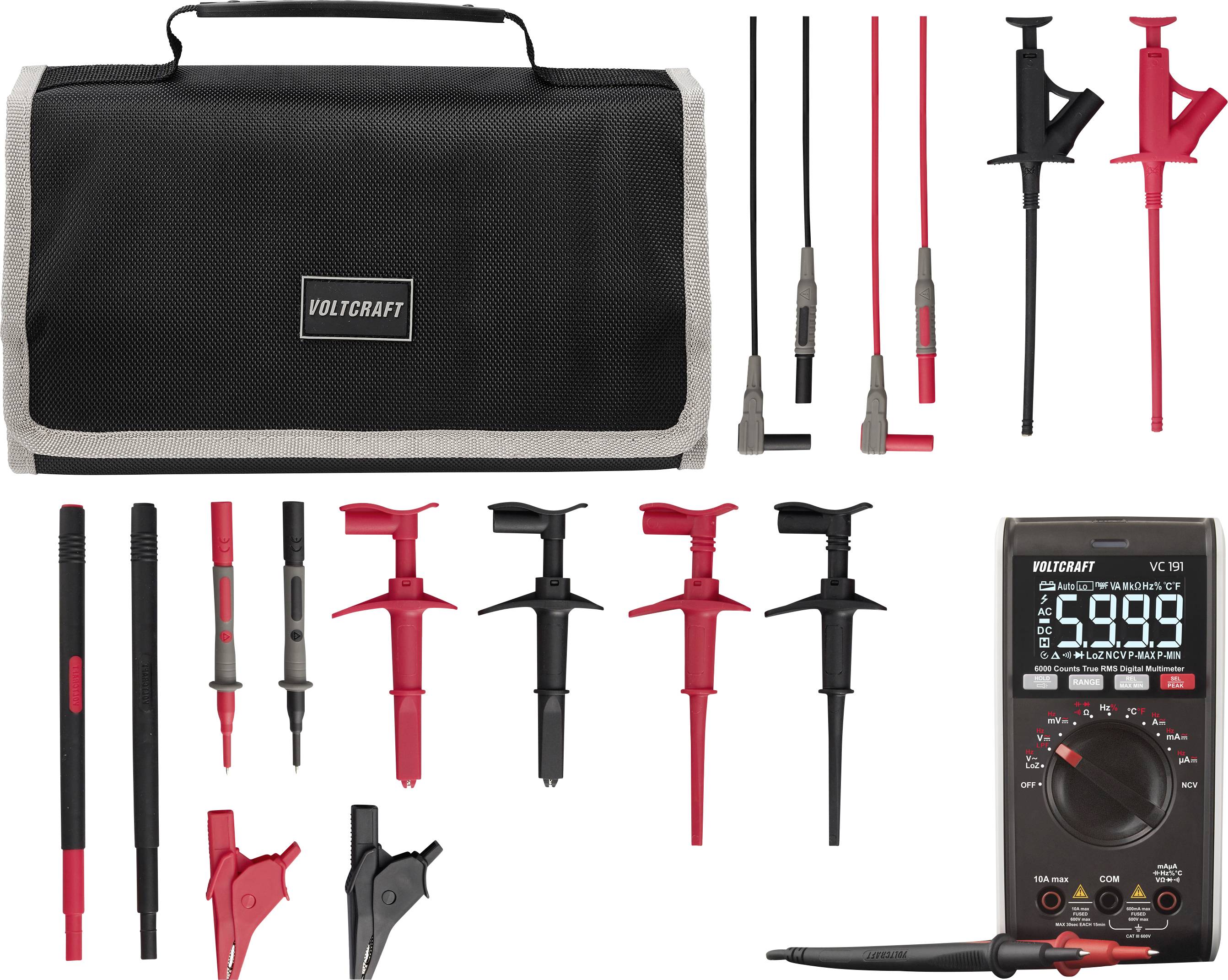 Multimeter VOLTCRAFT VC-191 s testovacími káblami MLSet-100 a puzdrom-0