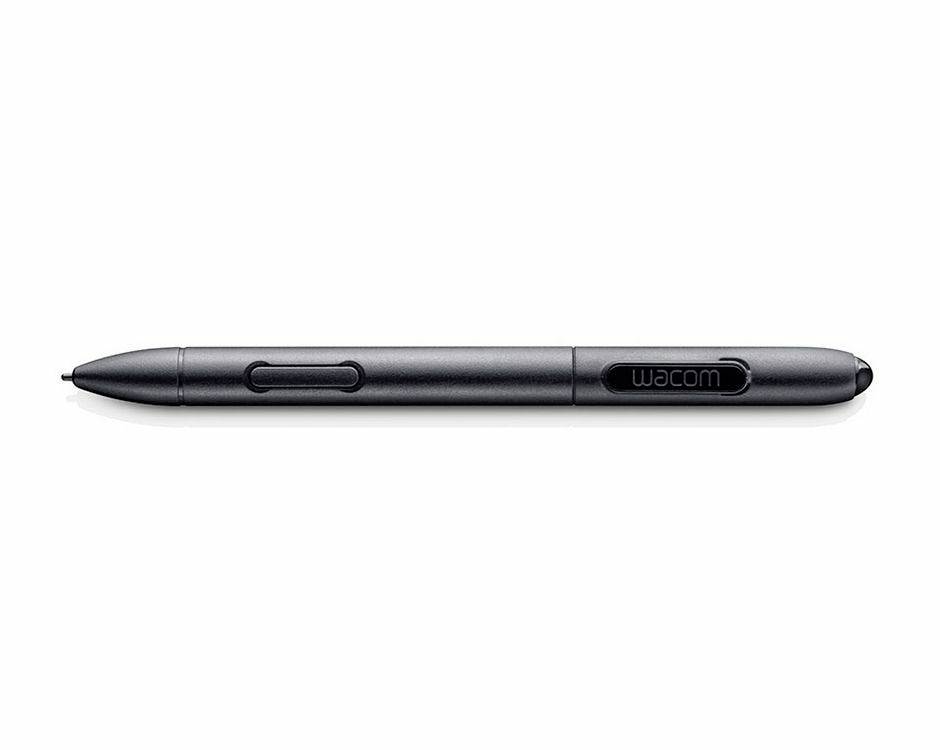 Čierny stylus pero Wacom zobrazený horizontálne na bielom pozadí.