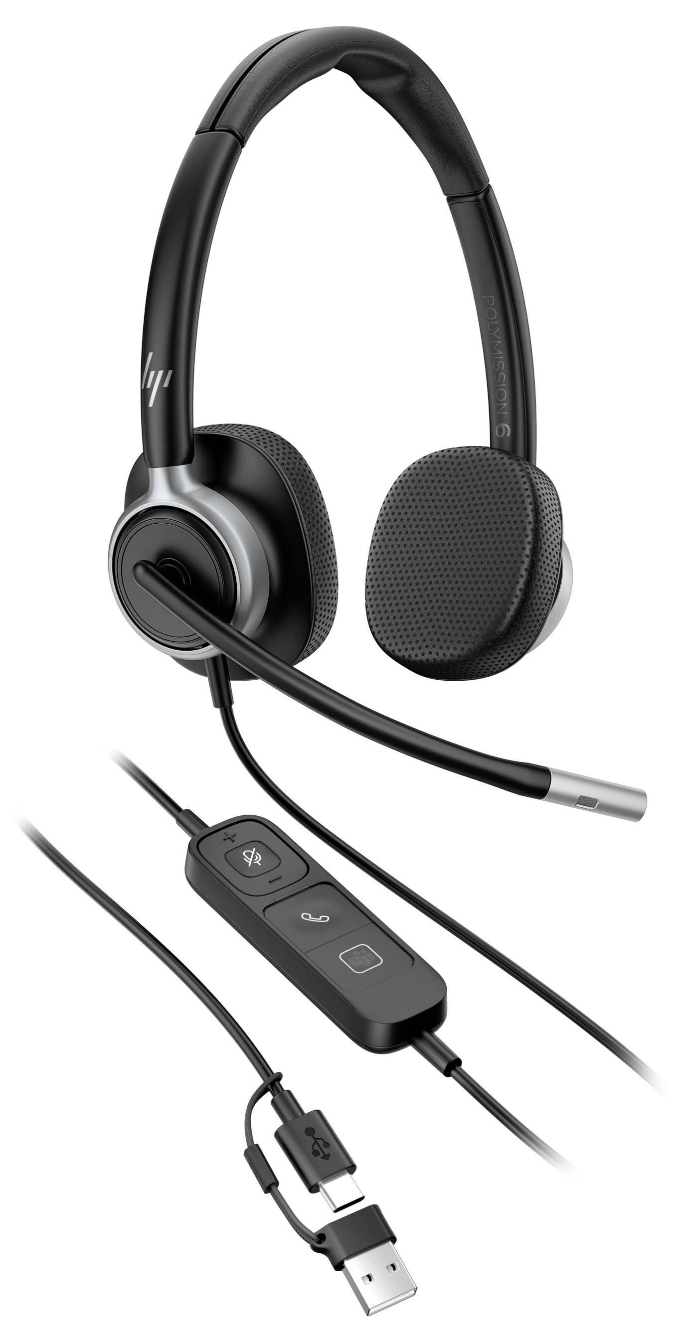 HP Poly HP Poly Mission 625 USB Wired Headset Headset otvorená (On Ear) C01C6A6, čierna-12