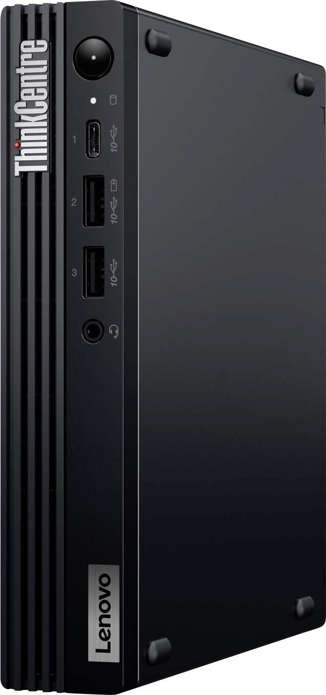 Lenovo ThinkCentre kompaktný počítač s vežou na pracovnú plochu s viacerými predný USB portami a tlačidlom napájania.
