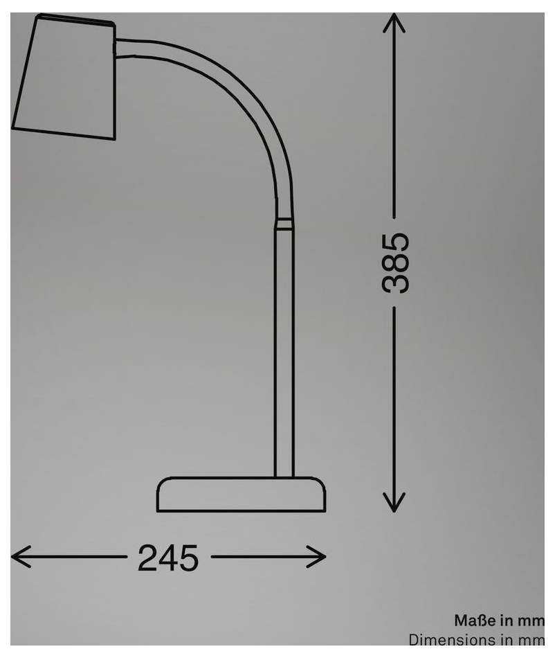 Technický výkres lampy s rozmermi: výška 385 mm a šírka 245 mm, označené v milimetroch.