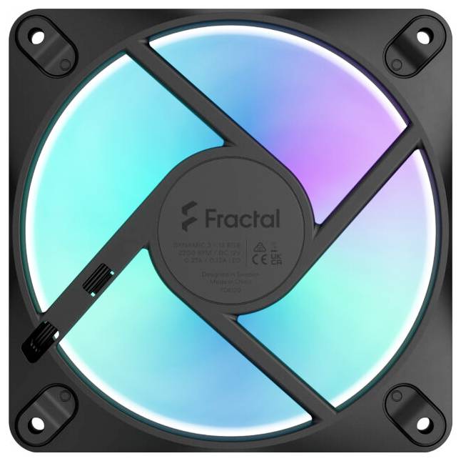 Štvorcový chladiaci ventilátor PC s fraktálnym vzorcom, kruhovými svietiacimi RGB lopatkami a montážnymi rohmi