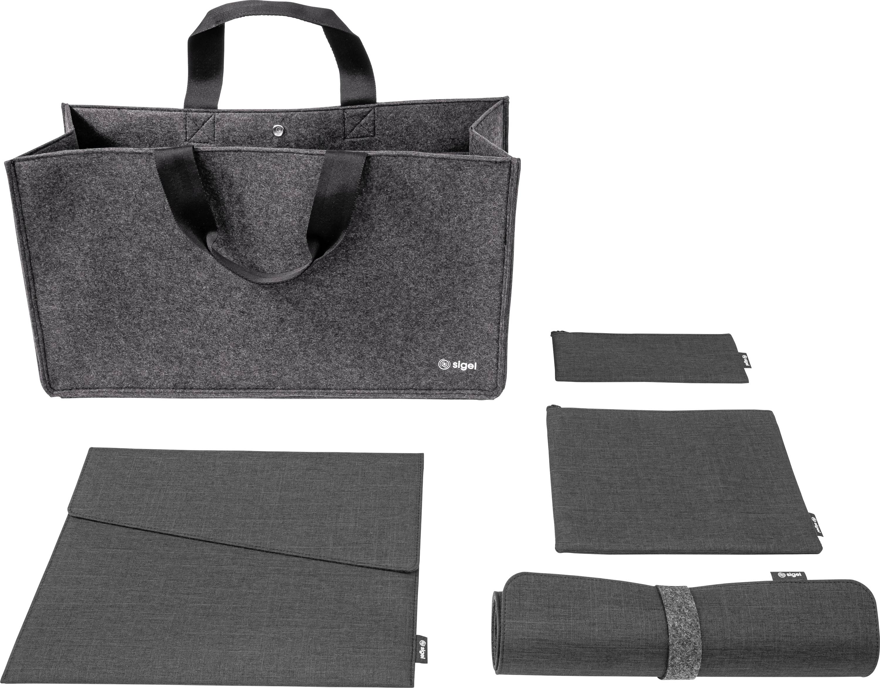 Sigel Bundle Desk Sharing Bag L Notebook Case Organizer Set Desk Mat Tas voor accessoires Geschikt voor max. (laptop): 39,6 cm (15,6) Donkergrijs