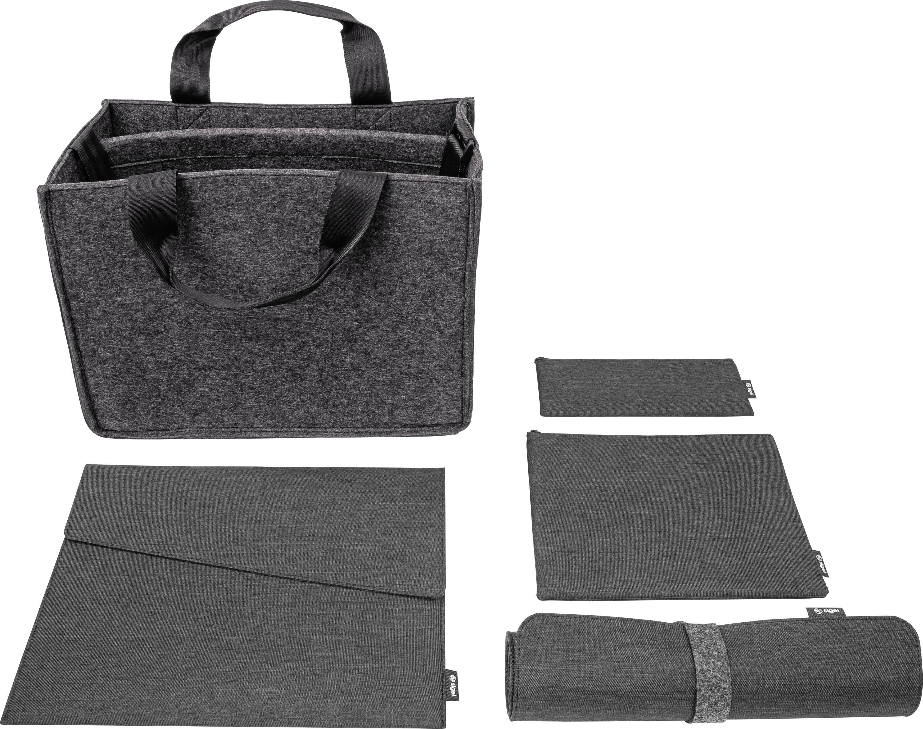 Sigel Bundle Desk Sharing Bag M Notebook Case S Organizer Set Desk Mat Tas voor accessoires Geschikt voor max. (laptop): 35,6 cm (14) Donkergrijs