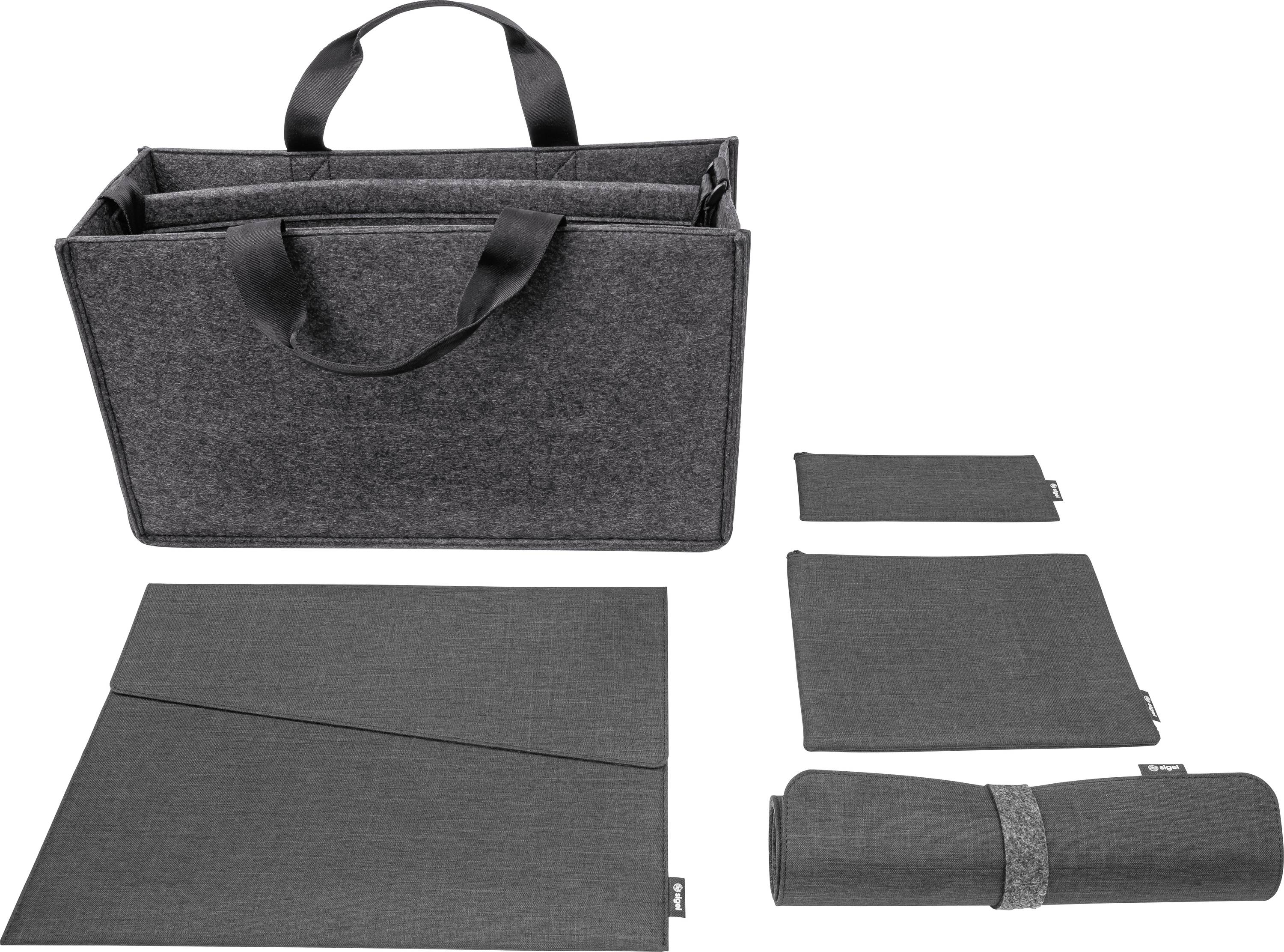 Sigel Bundle Desk Sharing Bag L Notebook Case M Organizer Set Desk Mat Tas voor accessoires Geschikt voor max. (laptop): 39,6 cm (15,6) Donkergrijs
