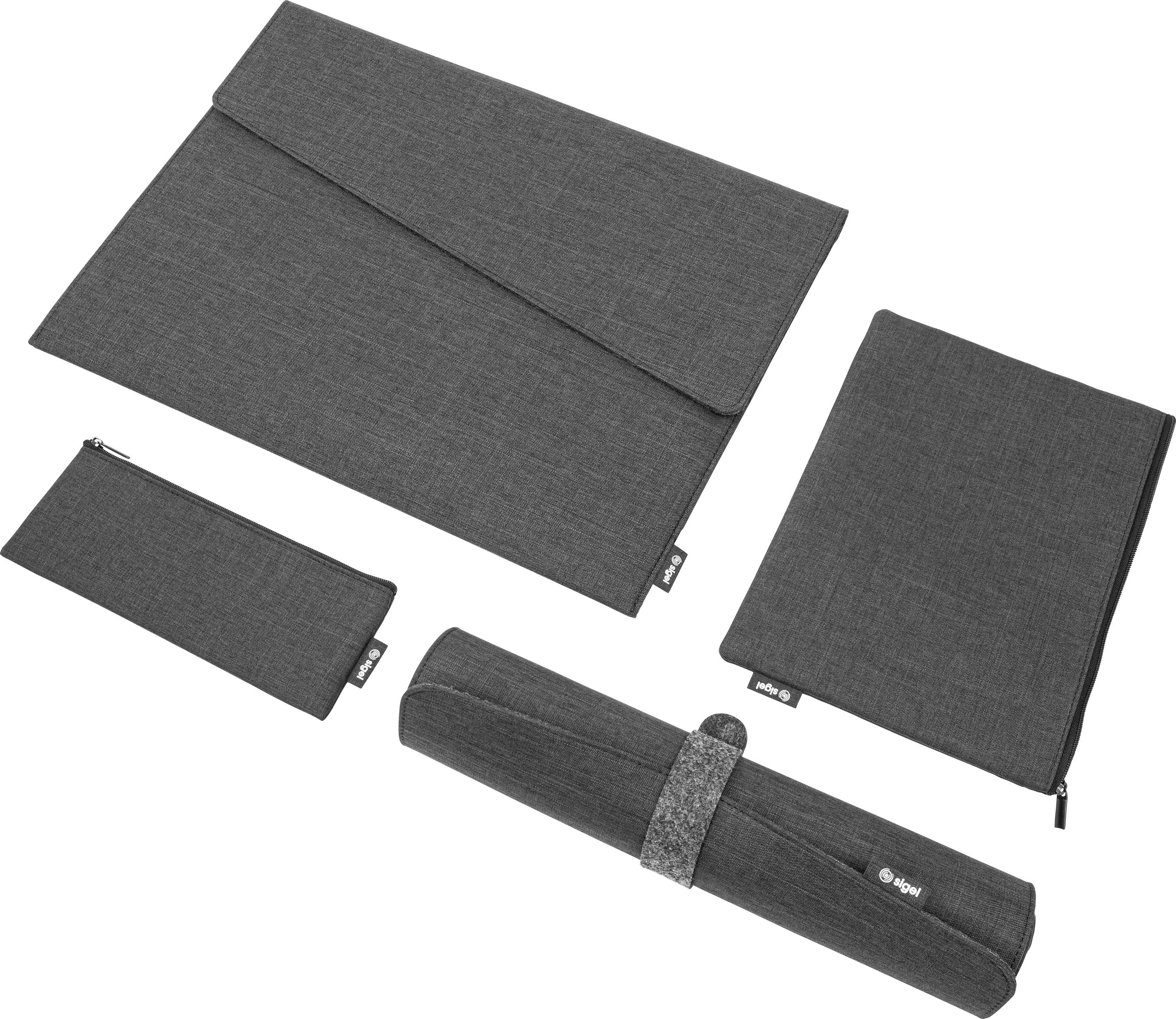 Sigel Bundle Notebook Case L Organizer Set Desk Mat Tas voor accessoires Geschikt voor max. (laptop): 39,6 cm (15,6) Donkergrijs