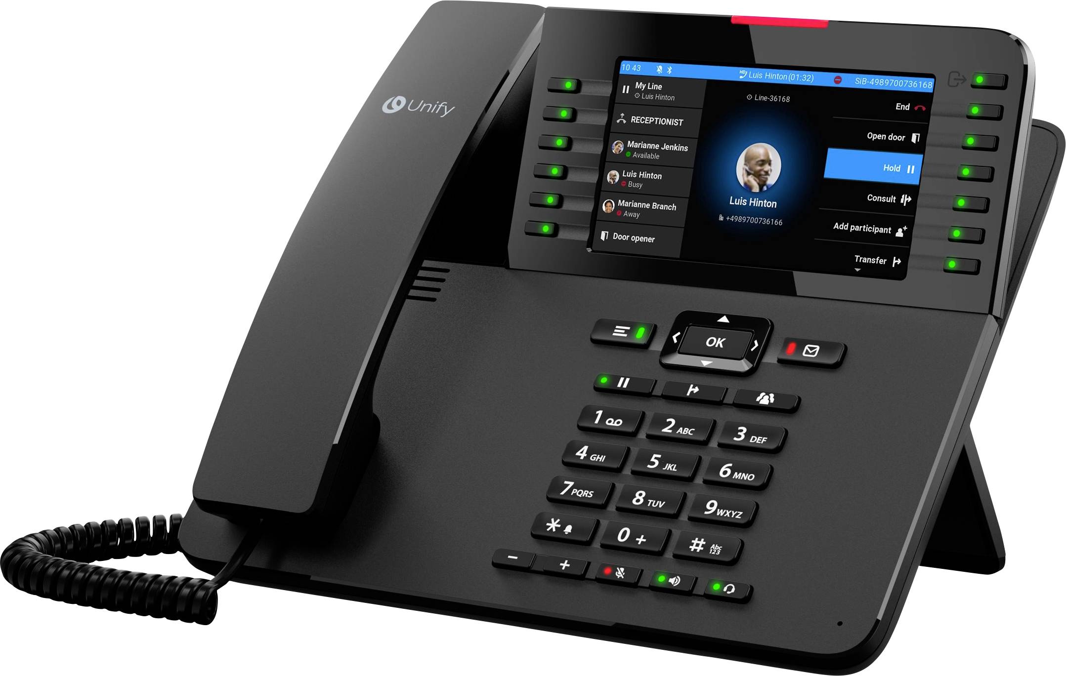 Unify OpenScape Desk Phone CP710 Vaste VoIP-telefoon Handsfree, Headsetaansluiting, PoE, Ruisreductie, Bluetooth Grafisch display Zwart