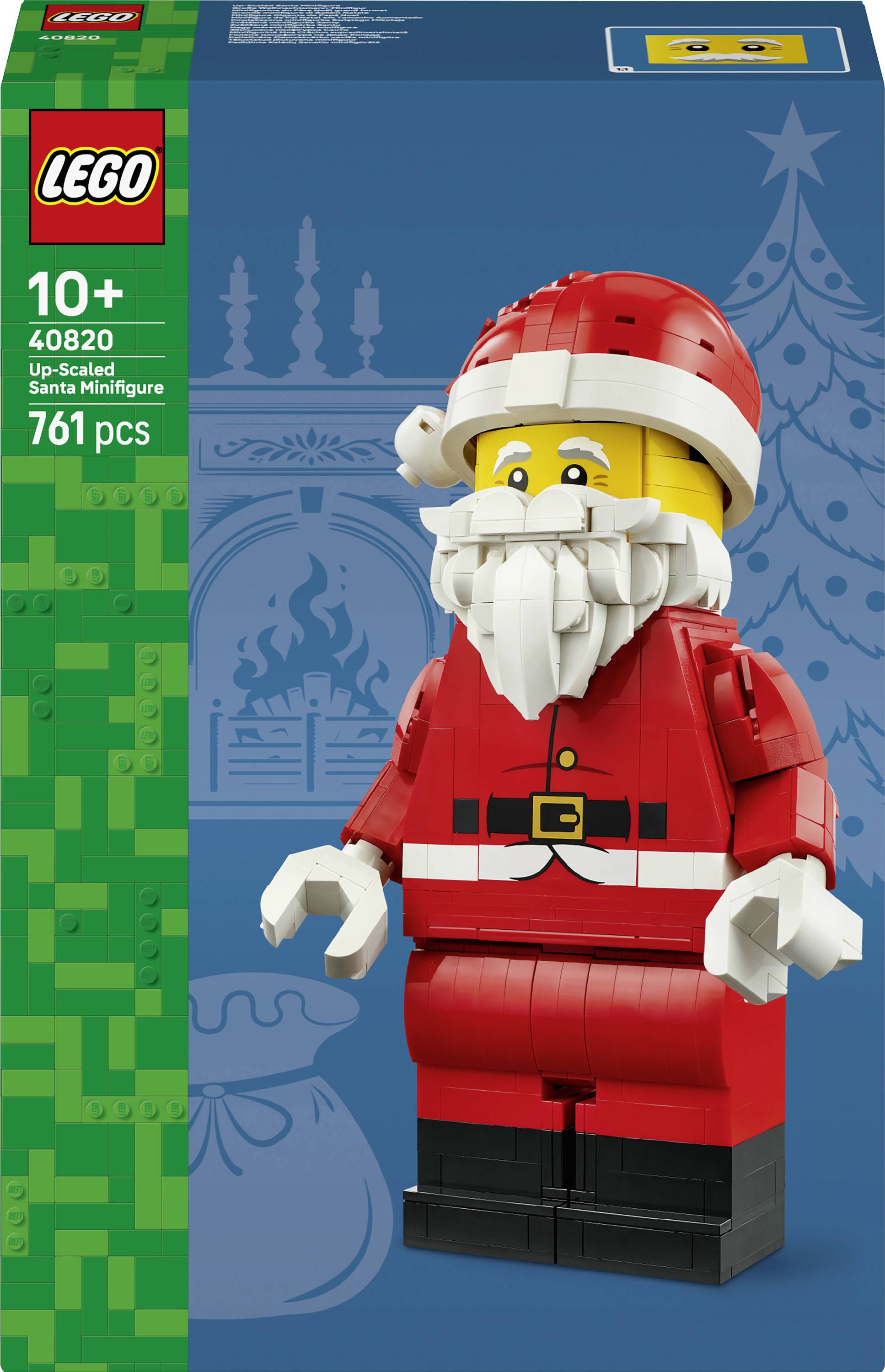 LEGO Icons sada s krabicou zobrazujúcou zväčšenú minifigúrku Santu, od 10 rokov, sada 40820, 761 kusov.
