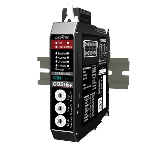 Deditec UC-CANOPEN-DA2-16ISO výstupný modul CANopen, vstupy Počet vstupov: 0 x, výstupy Počet výstupov: 2 x, Počet vstupov / výstupov: 2, 7 V/DC, 24 V/DC