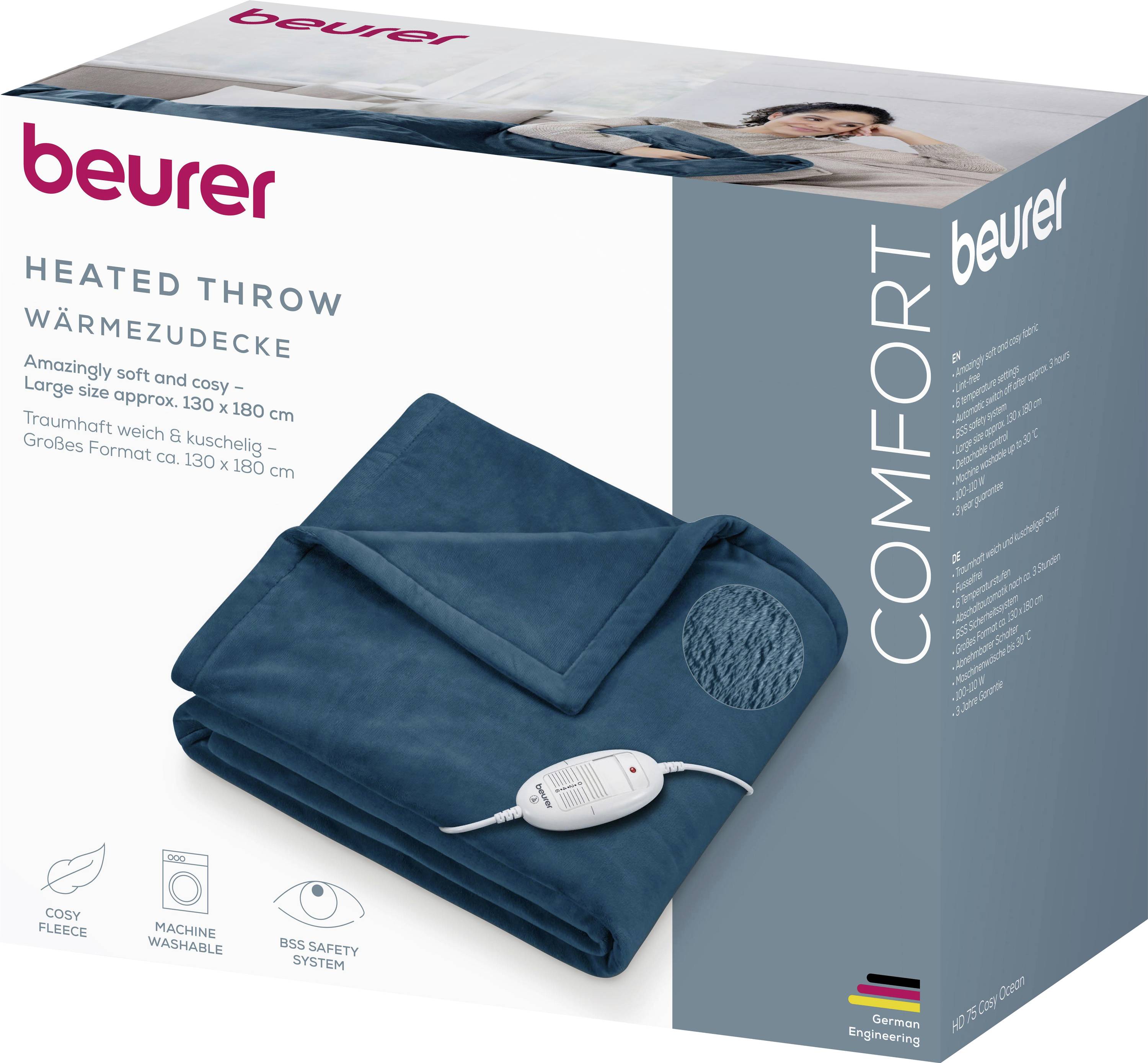 Beurer HD 75 Warmtedeken 100 W Oceaanblauw