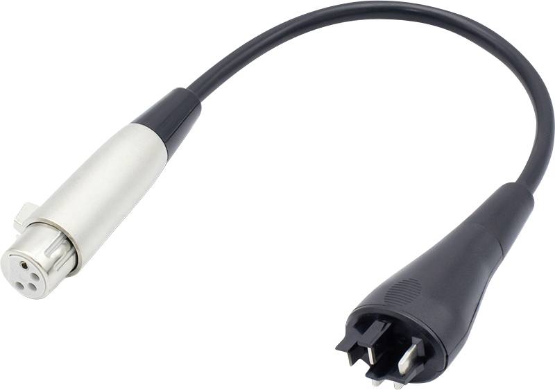 Adaptérový kábel s XLR zásuvkou na jednom konci a 2-kolíkovým zástrčkou na druhom konci.