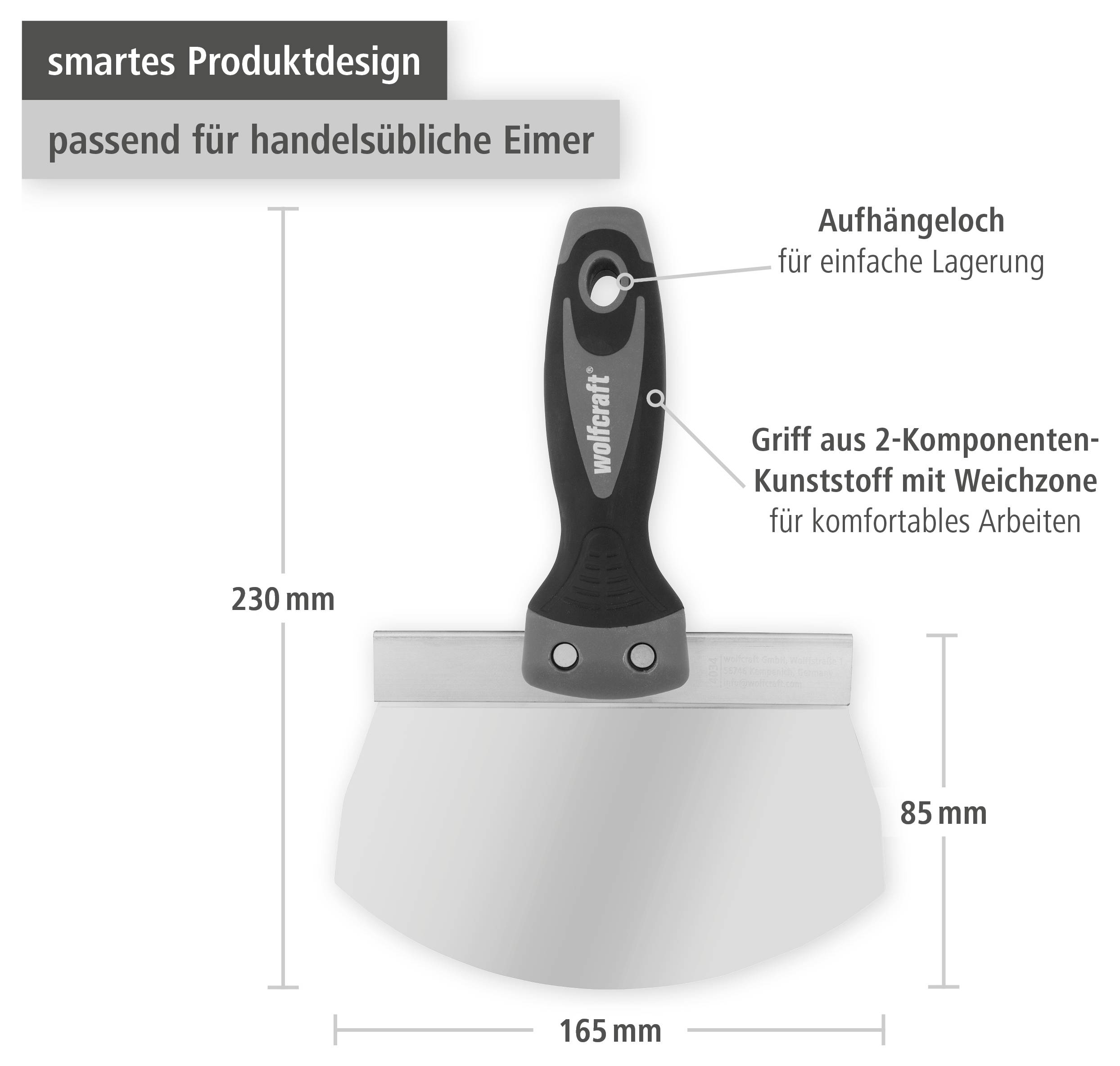 Wolfcraft 4034000 špachtľa (d x š) 240 mm x 160 mm-5
