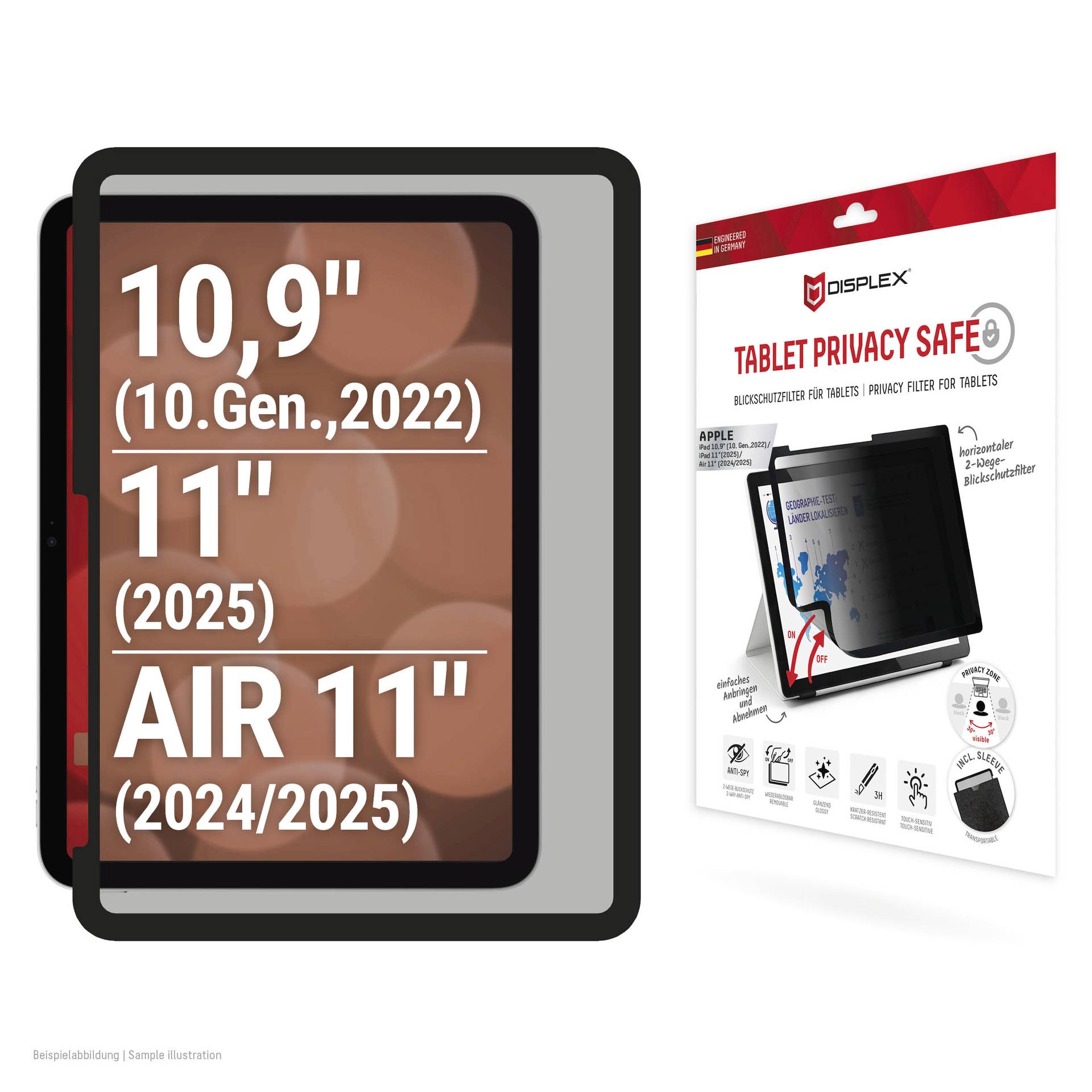 Ochranný fólie na súkromie obrazovky tabletu pre iPad 10. generácie 10,9 palca 2022, 11 palcov 2025 a Air 11 palcov 2024/2025.