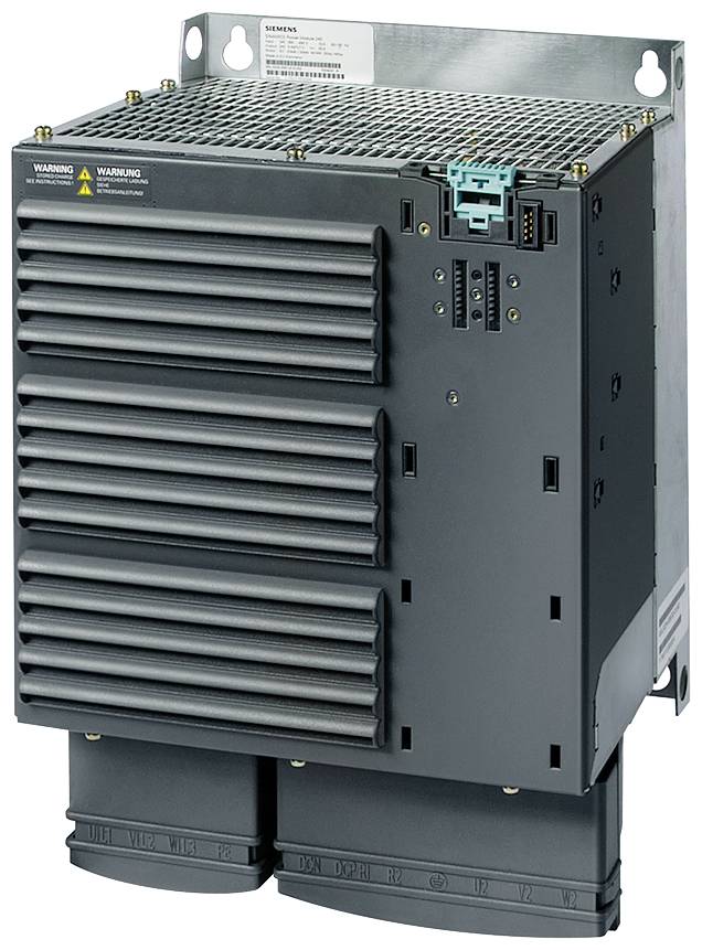 Priemyselný riadiaci modul Siemens s vetraným predným krytom, varovným štítkom a upevňovacou konzolou