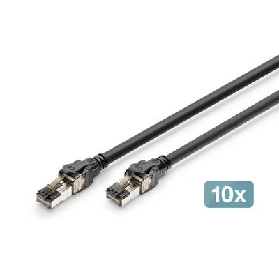 Dva čierne ethernetové káble s kovovými konektormi na bielom pozadí, označené "10x".