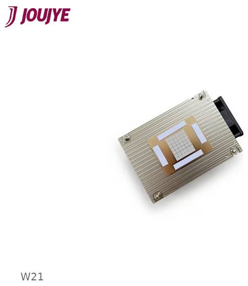 JOUYE W21 kovový elektronický modul s odhaleným centrálnym čipom na bielom pozadí