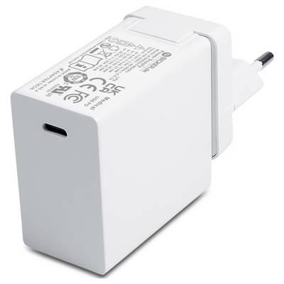 Biely USB adaptér na stenu s odnímateľnou zásuvkou a jedným portom USB-C na neutrálnom pozadí.