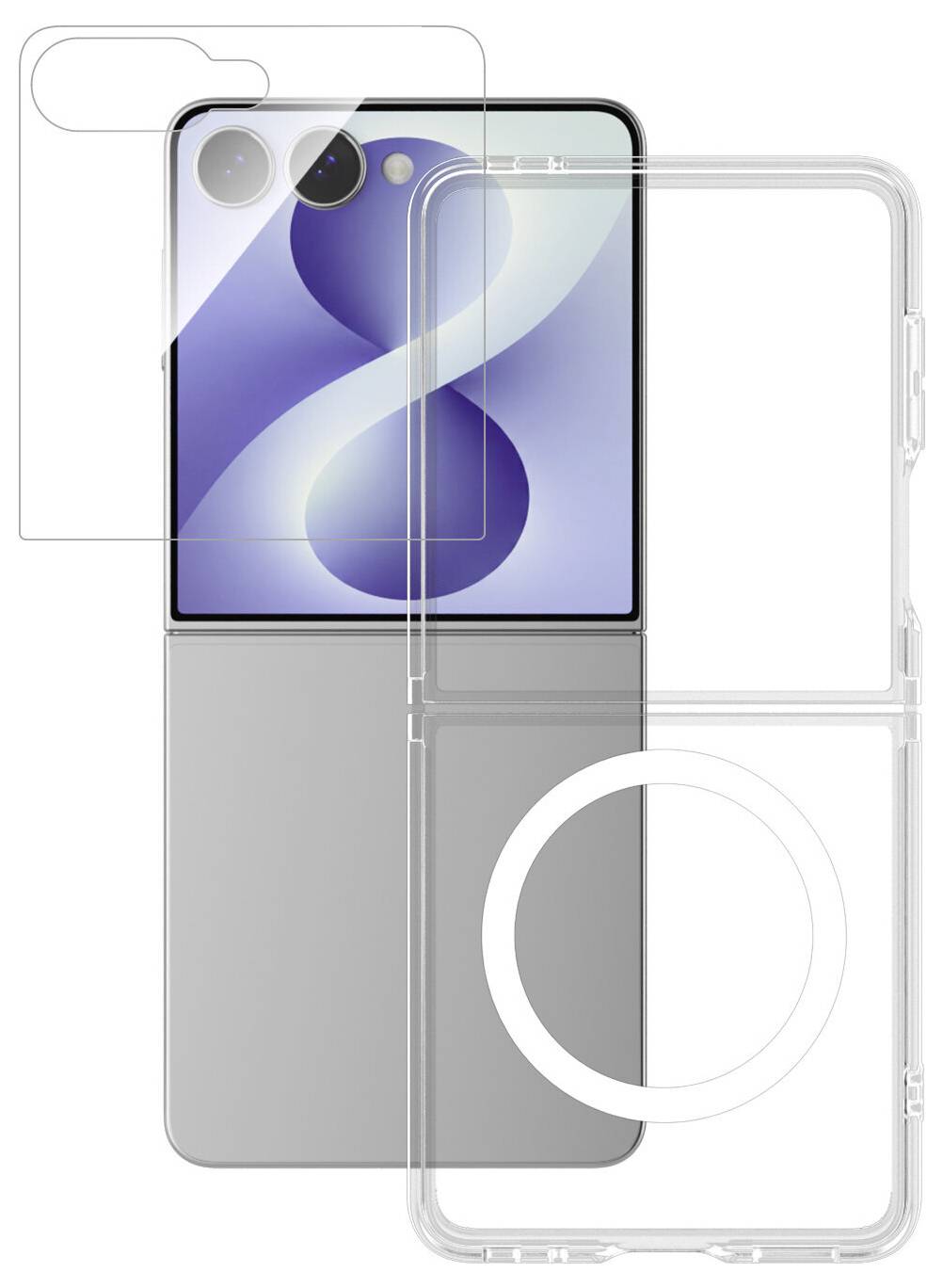 4Smarts 360° Protection Set sada kryt + ochranné sklo Samsung Galaxy Z Flip8 priehľadná-3