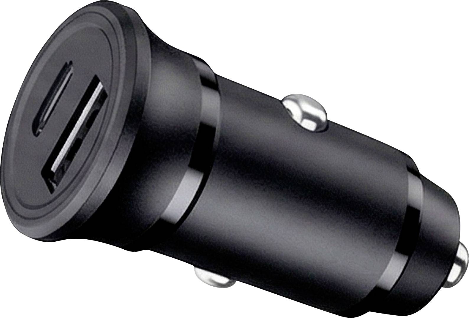 Čierny duálny USB autoadaptér s dvoma USB portmi