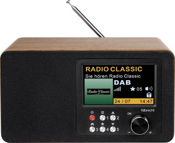 Albrecht DR 863 27863 Akumulátorové rádio, DAB+, FM, funkcia alarmu, hnedá, čierna