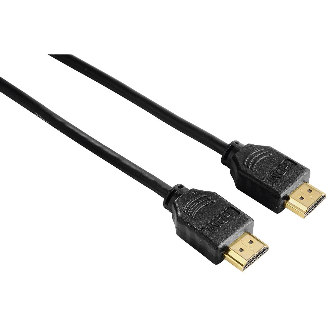Dva čierne HDMI káble so zlatom platovanými konektormi na bielom pozadí.