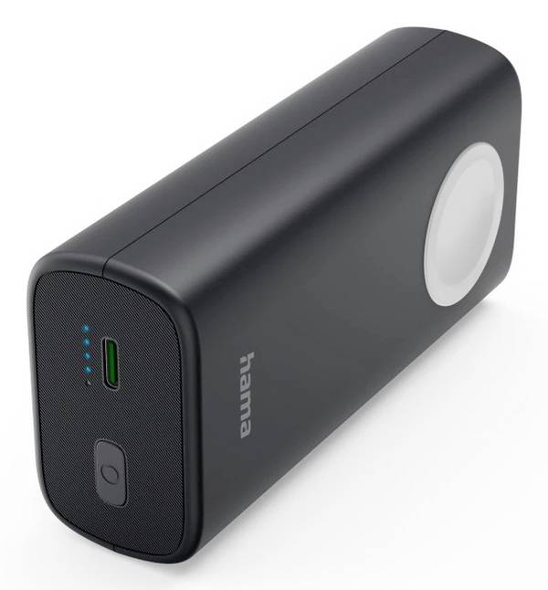 Hama  powerbanka Li-Ion akumulátor, 10000 mAh, Bezdrôtové nabíjanie Qi, čierna, sivá, súčasné nabíjanie a vybíjanie