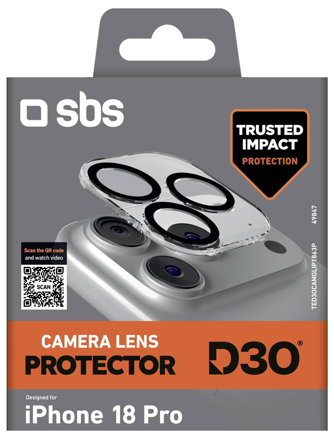 sbs mobile Active ochranné sklo kamery Apple iPhone 18 Pro 1 ks TED3OCAMGLIP1863P-1