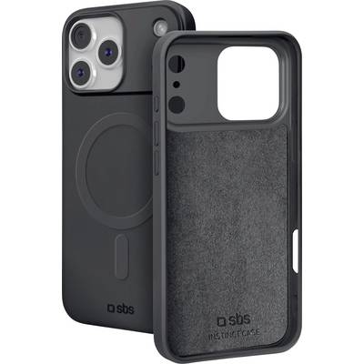 Dva čierne puzdra do smartphonu zobrazené spredu a zozadu s magnetickým krúžkom v štýle MagSafe a veľkým výrezom na fotoaparát.