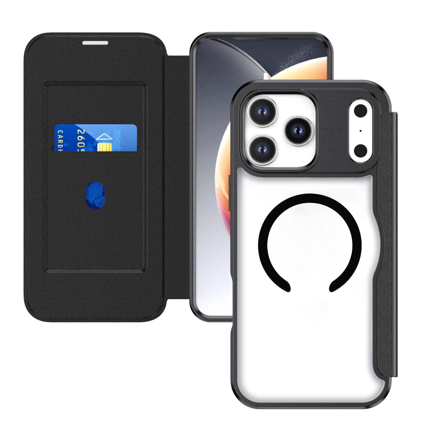 4Smarts Urban Pro Flipcase Booklet Apple iPhone 18 Pro, iPhone 17 Pro čierna, priehľadná-0