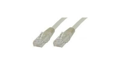 Dva sivé ethernetové káble s konektormi RJ45 na bielom pozadí.
