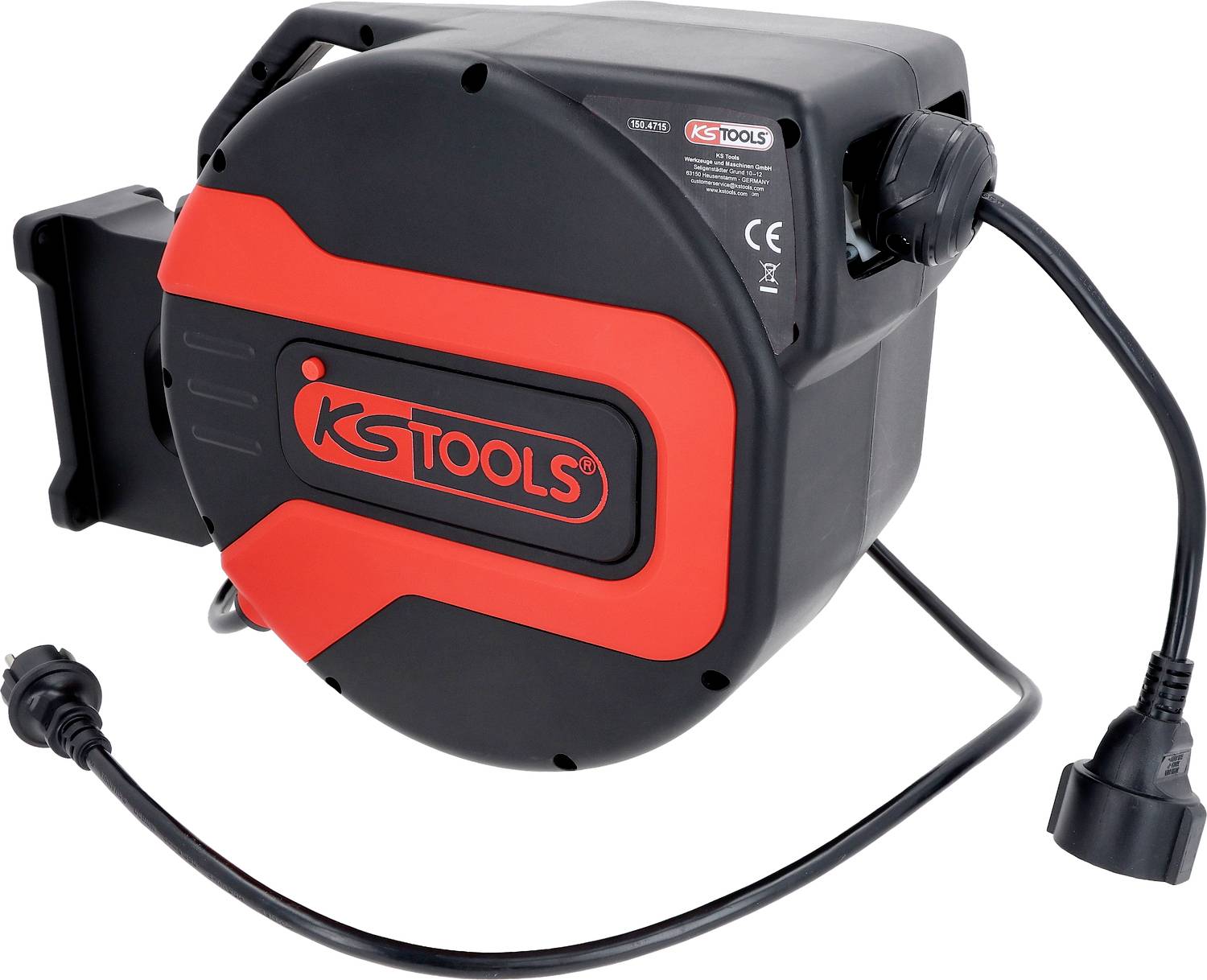 KS Tools 150.4715 káblovy bubon na stenu 15 m čierna DE schuko zástrčka-0