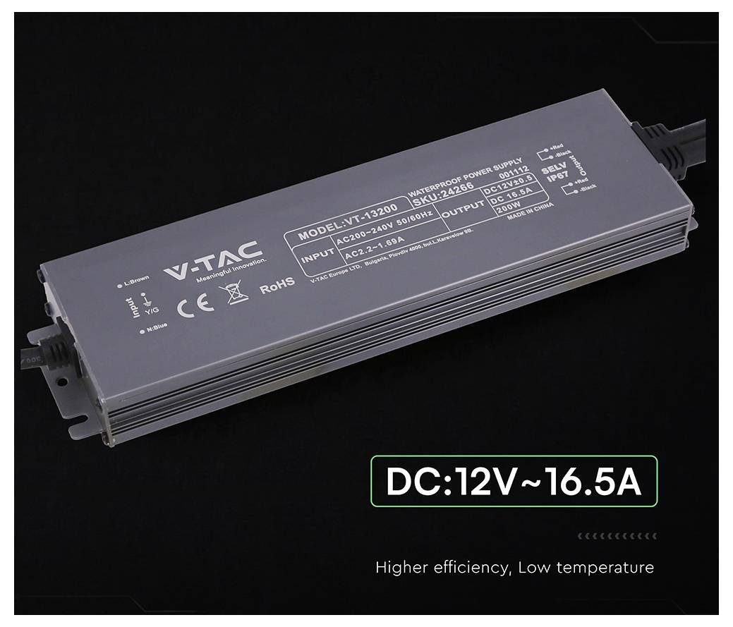 V-TAC VT-13200 napájací zdroj pre LED konštantné napätie 200 W 16.5 A 12 V prepätia-2