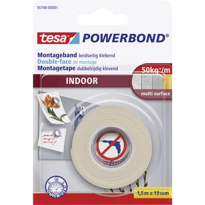 Balenie obojstrannej montážnej pásky 'tesa Powerbond INDOOR', 1,5 m x 19 mm, vhodné pre vnútorné použitie až do 50 kg/m².
