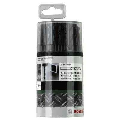 Sada vrtákov Bosch pozostávajúca z 19 kusov pre kov a drevo. Priemer od 1 do 10 mm. Balenie s obrázkom produktu.