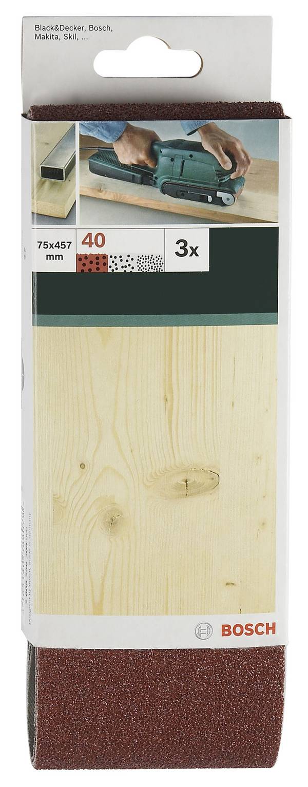 Bosch Accessories  2609256207 brúsny pás  Zrnitosť 100  (d x š) 457 mm x 75 mm 3 ks