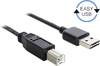 Delock USB kábel USB 2.0 USB-A zástrčka, USB-B zástrčka 1.00 m čierna obojstranne zapojiteľná zástrčka, pozlátené kontakty 83358