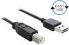 Delock USB kábel USB 2.0 USB-A zástrčka, USB-B zástrčka 3.00 m čierna obojstranne zapojiteľná zástrčka, pozlátené kontakty, UL certifikácia 83360