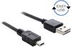 Delock USB kábel USB 2.0 USB-A zástrčka, USB Mini-B zástrčka 3.00 m čierna obojstranne zapojiteľná zástrčka, pozlátené kontakty, UL certifikácia 83364