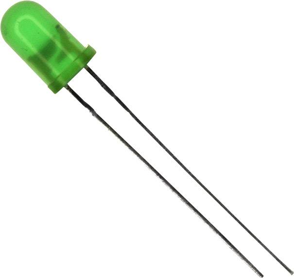 Zelená LED s dvoma pripájacími vodičmi.