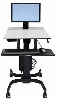Ergotron WorkFit-C Enkel Mobil hæve-/sænkebord til PC-arbejdsplads 25,4 cm (10) - 61 cm (24) Højdeindstilling, Tastaturopbevaring, Vippebar, Kan roteres